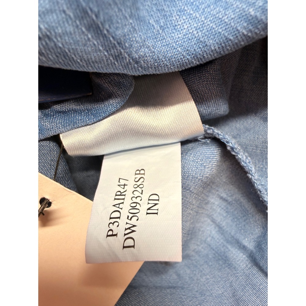 DKNY Womens Blue Lyocell Puff Sleeve Blouse Chambray Look Top Small NWT - Picture 9 of 9